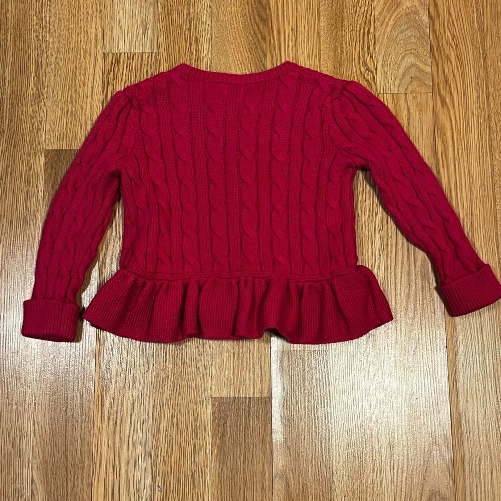 Ralph Lauren Toddler Girls Pink Cable Knit Peplum Cardigan Sweater 24M Preppy
